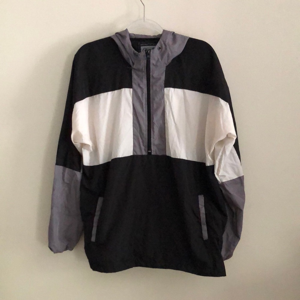 Beautiful Giant Stylish Black, White, and Gray Men's Windbreaker